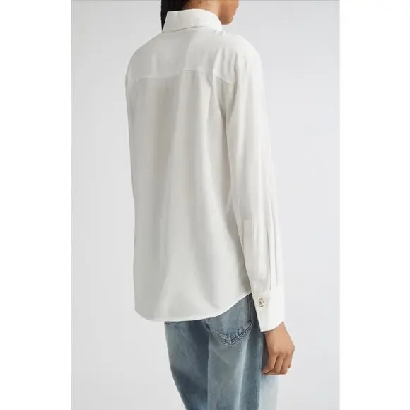 Proenza Schouler Arabella Silk Button Up Shirt in White 2 - Picture 5 of 6